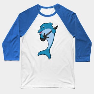 Dolphin at Music with Guitar Baseball T-Shirt